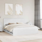 Bed Frame with Drawer and Storage White 180 x 200 cm Engineered Wood