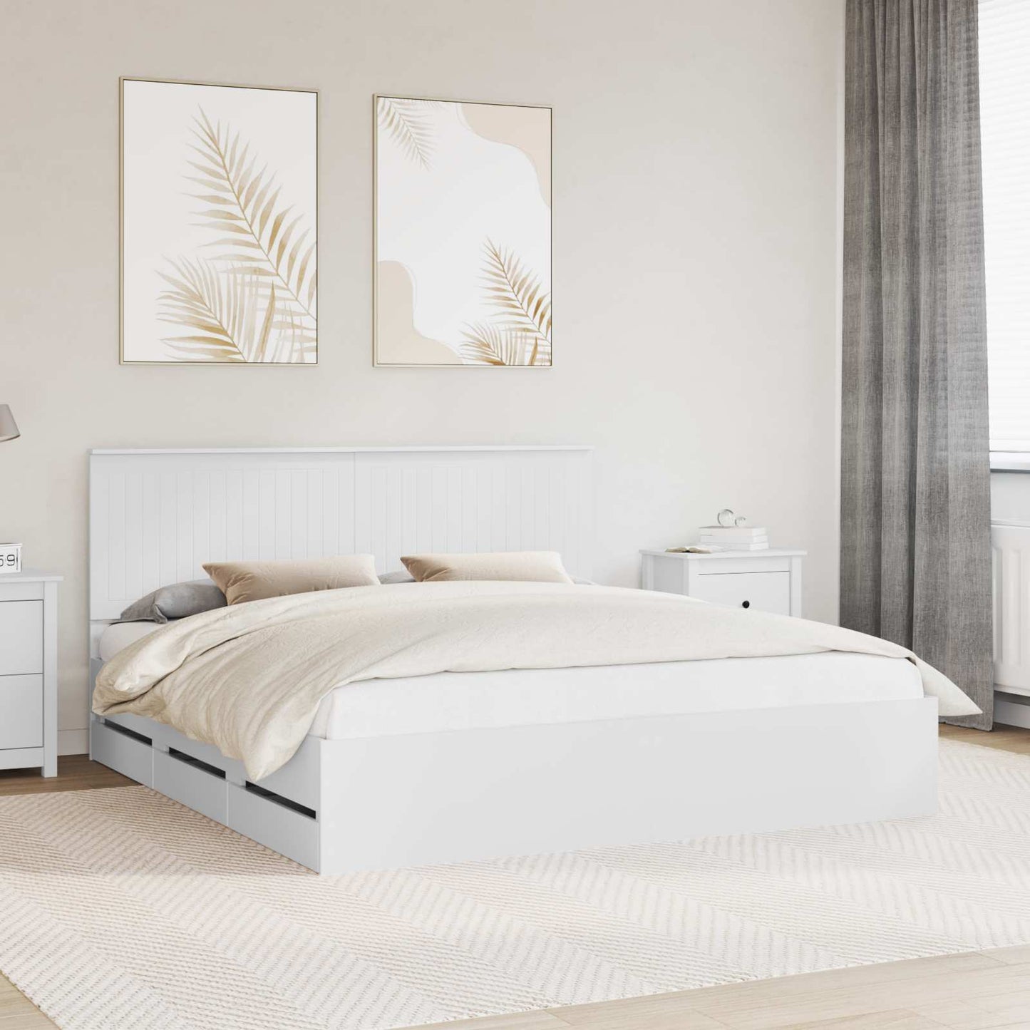 Bedframe Met Lade Met Opslag Ingenieurshout 180 x 200 cm Wit