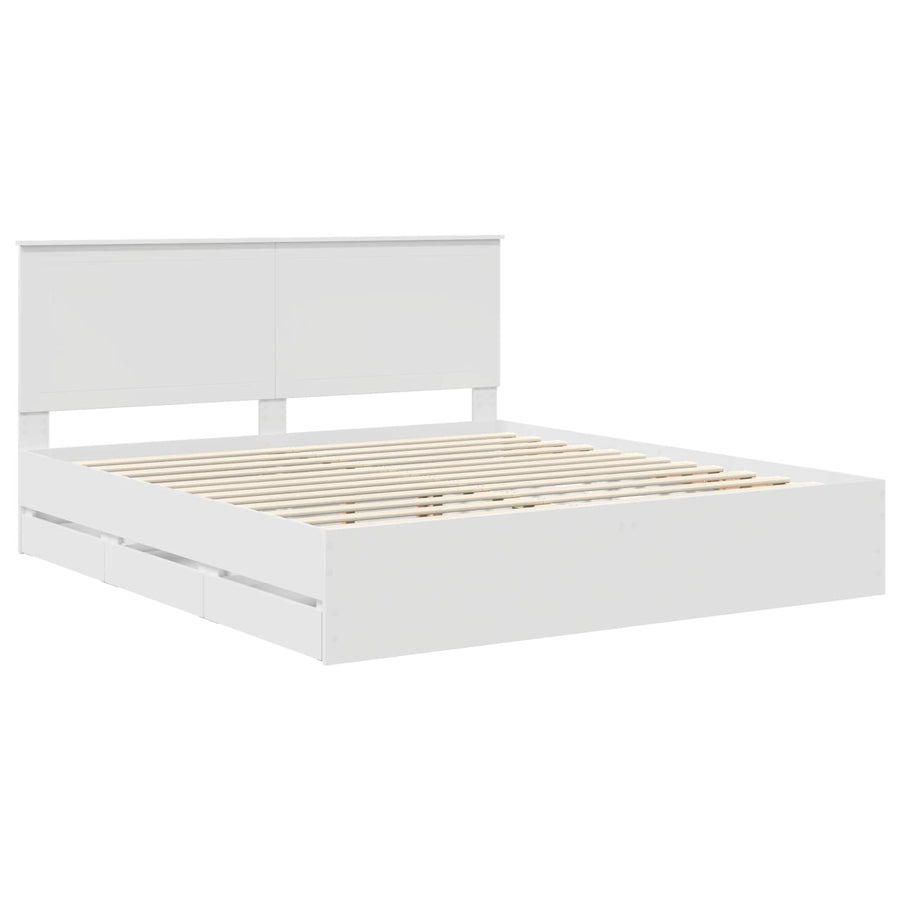 Bedframe Met Lade Met Opslag Ingenieurshout 180 x 200 cm Wit
