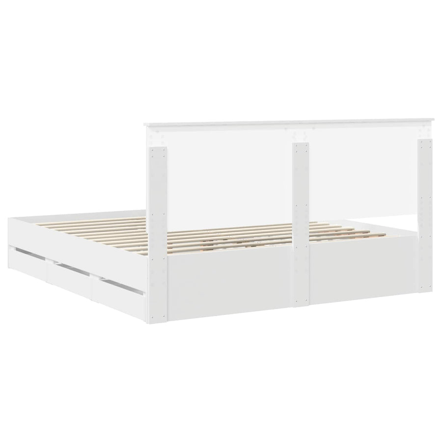Bedframe Met Lade Met Opslag Ingenieurshout 180 x 200 cm Wit
