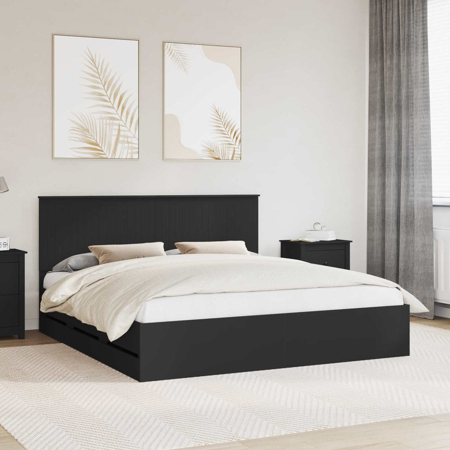 Bedframe Met Lade Met Opslag Ingenieurshout 180 x 200 cm Zwart