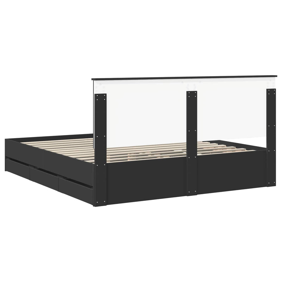 Bedframe Met Lade Met Opslag Ingenieurshout 180 x 200 cm Zwart