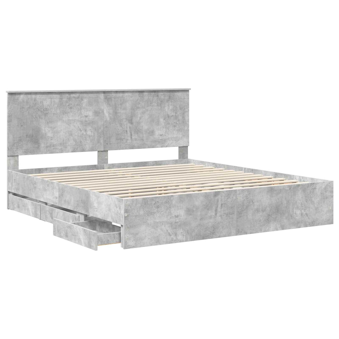 Bedframe Met Lade Beton Grijs Ingenieurshout 180 x 200 cm Betongrijs
