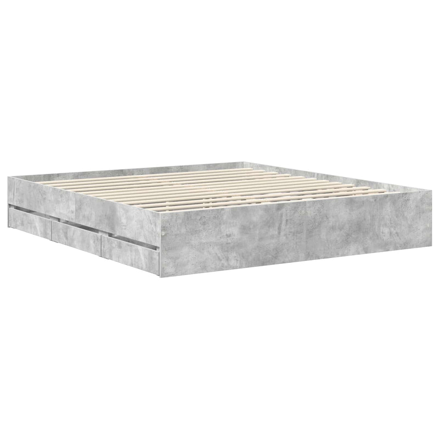 Bedframe Met Lade Beton Grijs Ingenieurshout 180 x 200 cm Betongrijs