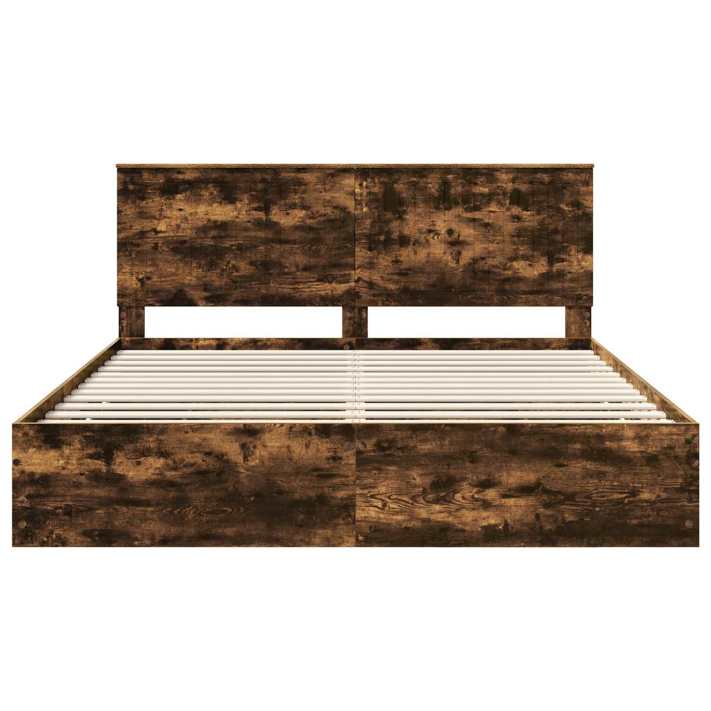 Bedframe Met Lade Ingenieurshout 180 x 200 cm Gerookt eiken