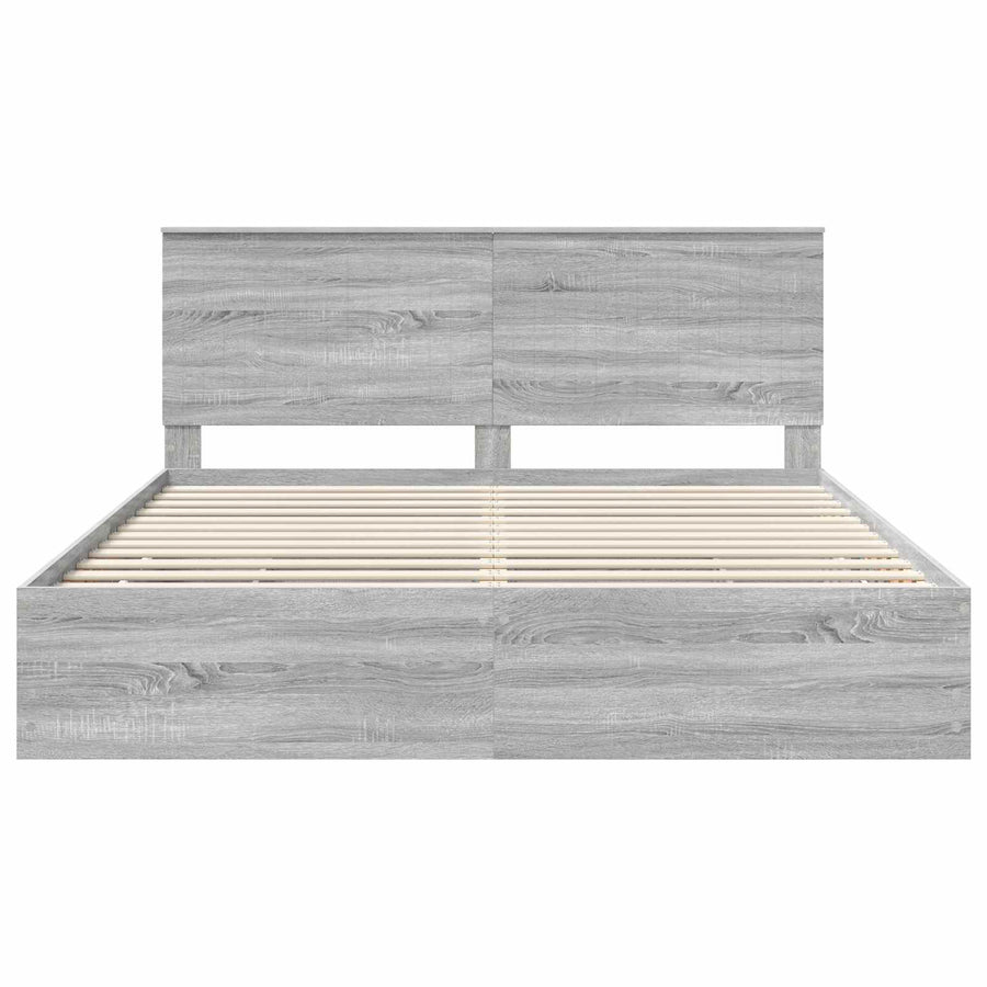 Bedframe Met Lade Ingenieurshout 180 x 200 cm Grijs sonoma