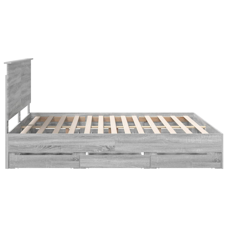 Bedframe Met Lade Ingenieurshout 180 x 200 cm Grijs sonoma