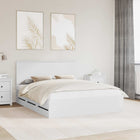 Bed frame with drawer storage White 160 x 200 cm Engineered wood