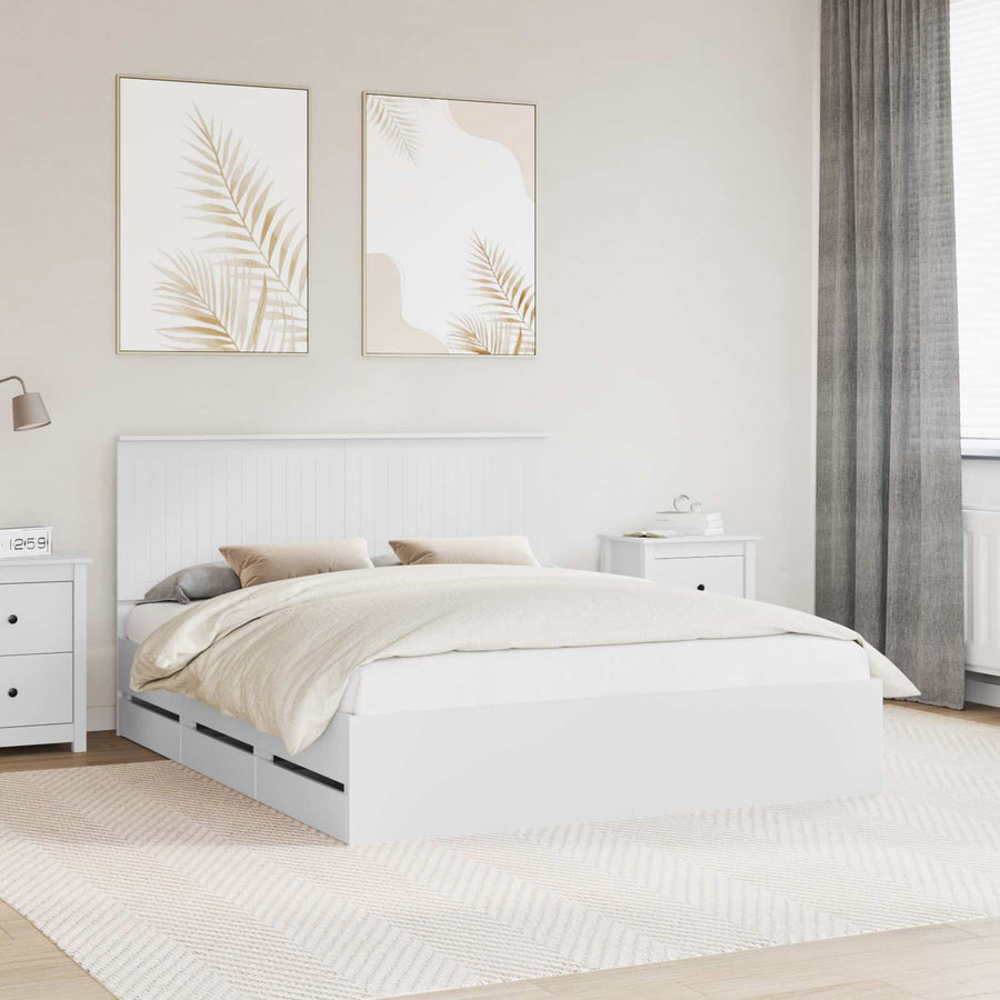 Bedframe Met Lade Met Opslag Ingenieurshout 160 x 200 cm Wit