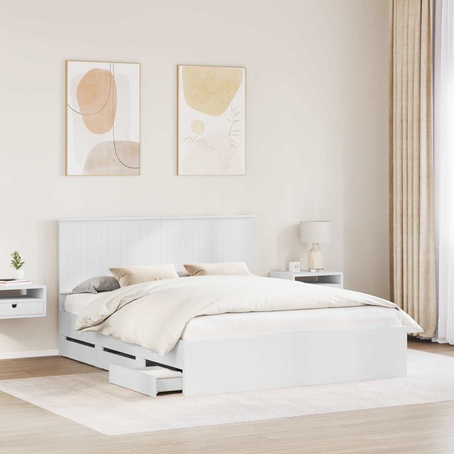 Bedframe Met Lade Met Opslag Ingenieurshout 160 x 200 cm Wit