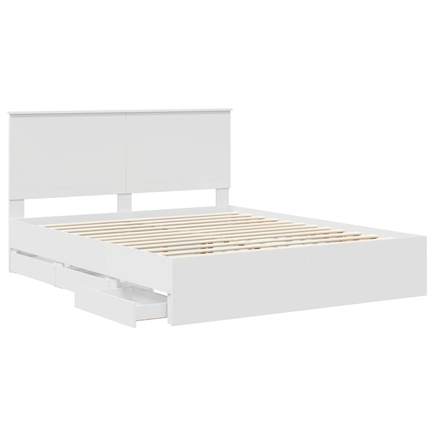 Bedframe Met Lade Met Opslag Ingenieurshout 160 x 200 cm Wit