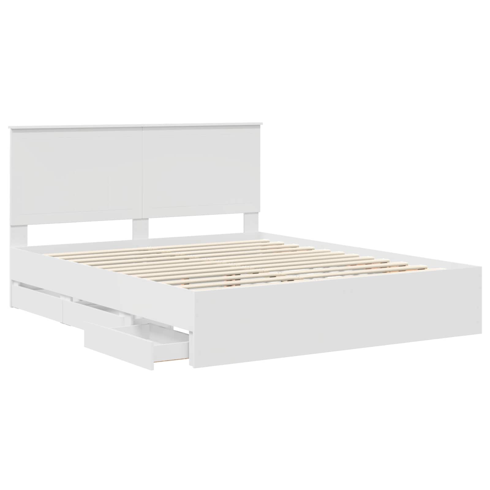 Bedframe Met Lade Met Opslag Ingenieurshout 160 x 200 cm Wit