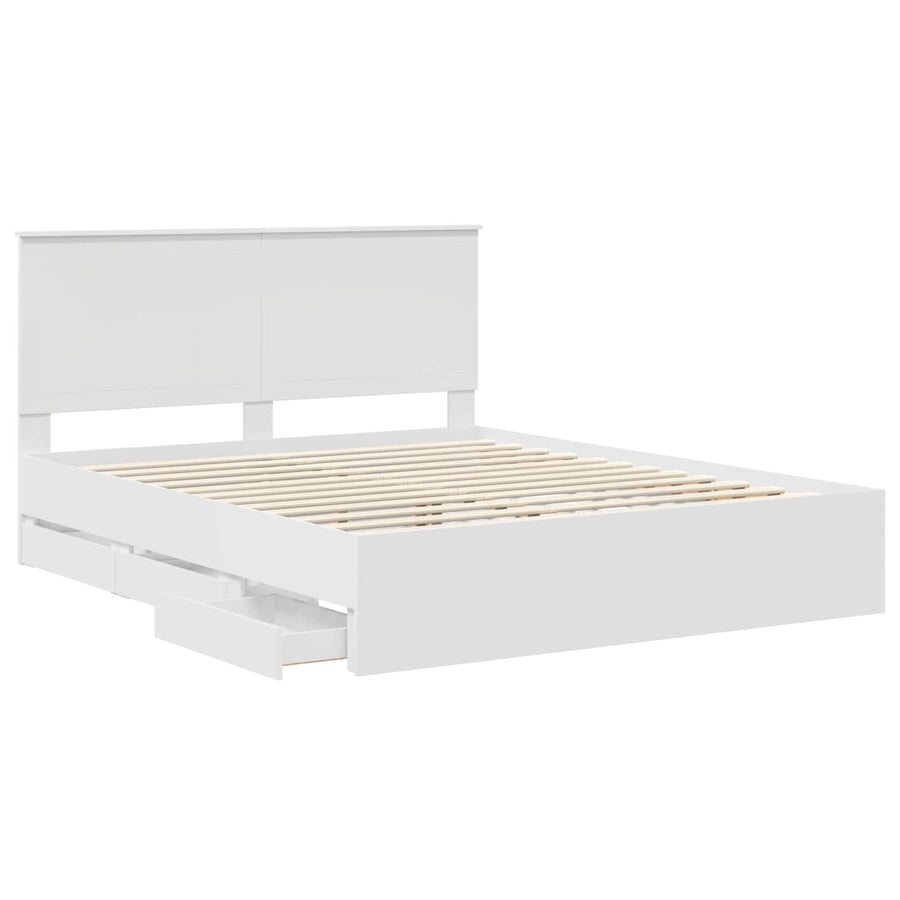 Bedframe Met Lade Met Opslag Ingenieurshout 160 x 200 cm Wit