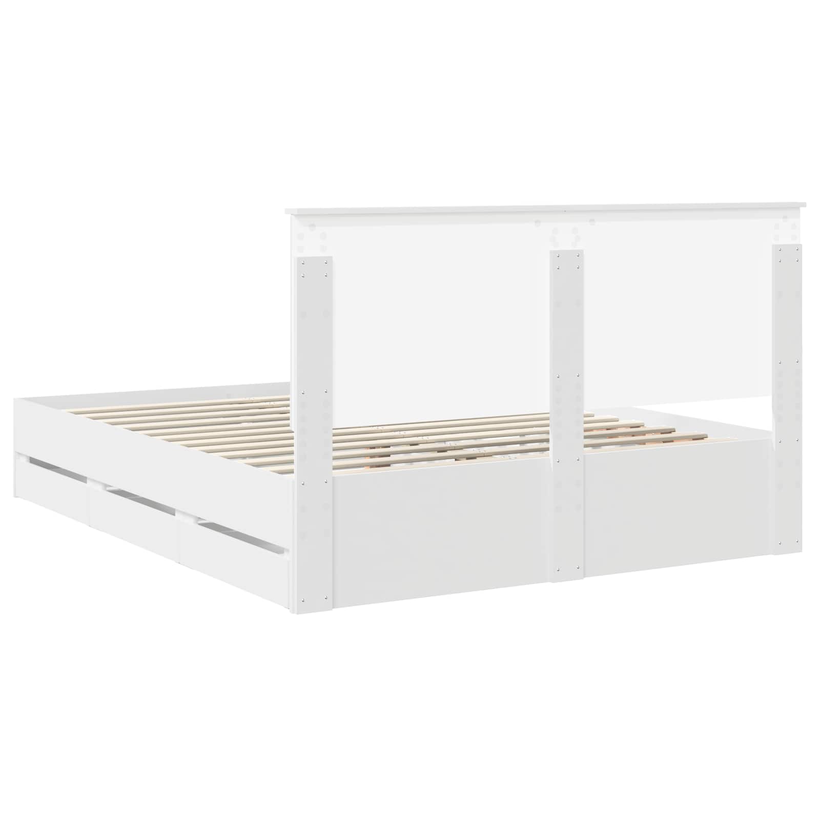 Bedframe Met Lade Met Opslag Ingenieurshout 160 x 200 cm Wit
