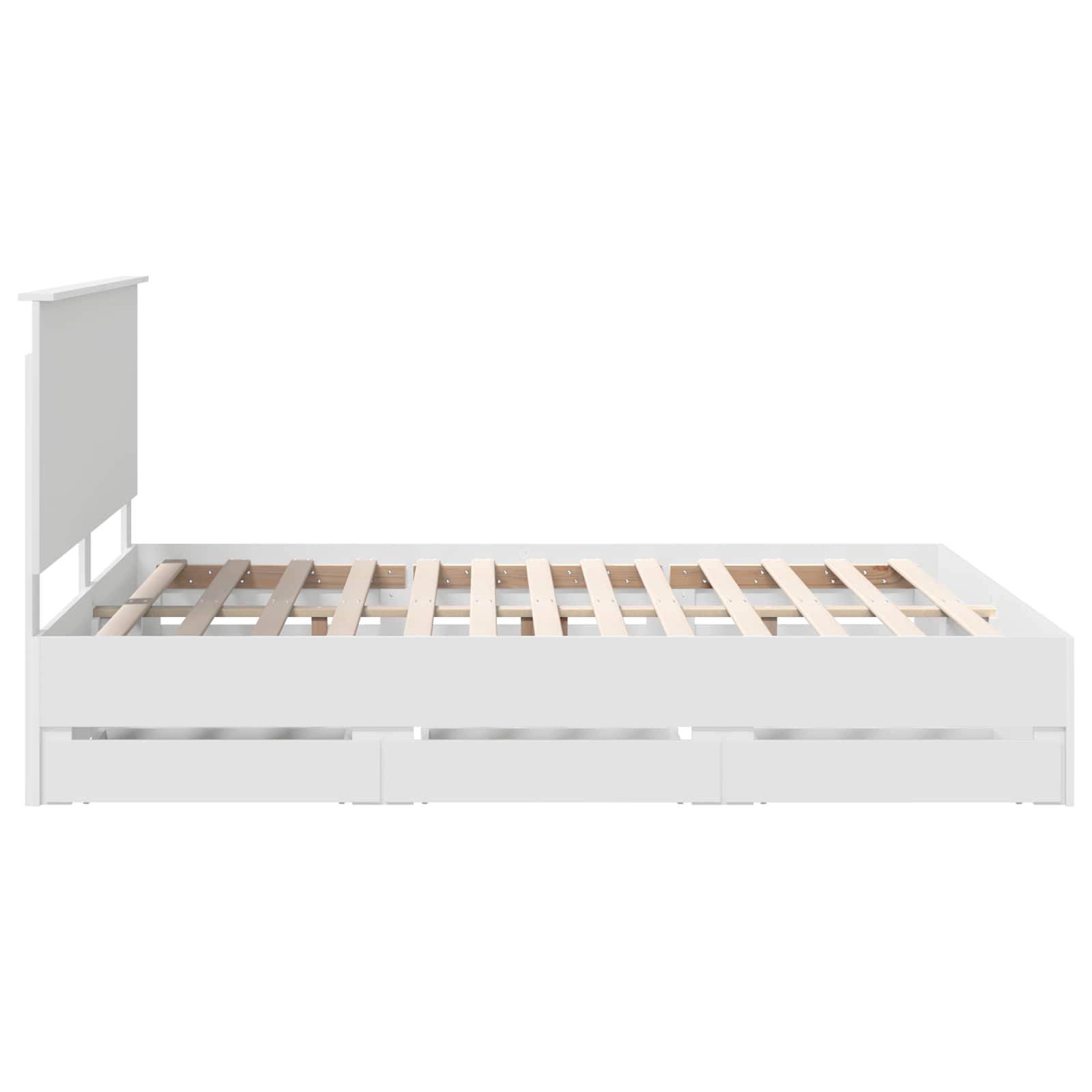 Bedframe Met Lade Met Opslag Ingenieurshout 160 x 200 cm Wit