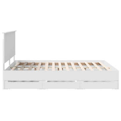Bedframe Met Lade Met Opslag Ingenieurshout 160 x 200 cm Wit