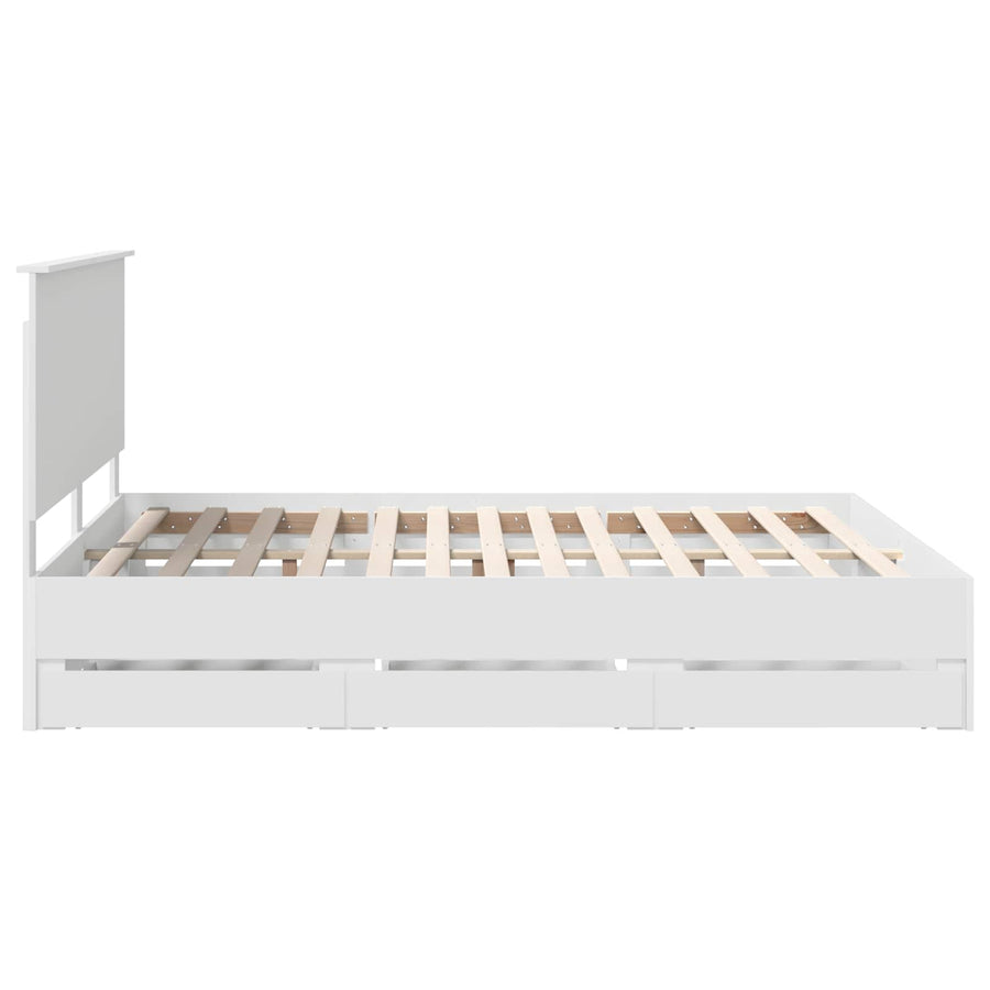 Bedframe Met Lade Met Opslag Ingenieurshout 160 x 200 cm Wit