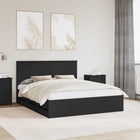 Bedframe 160x200 cm zwart hoofdeinde engineered hout
