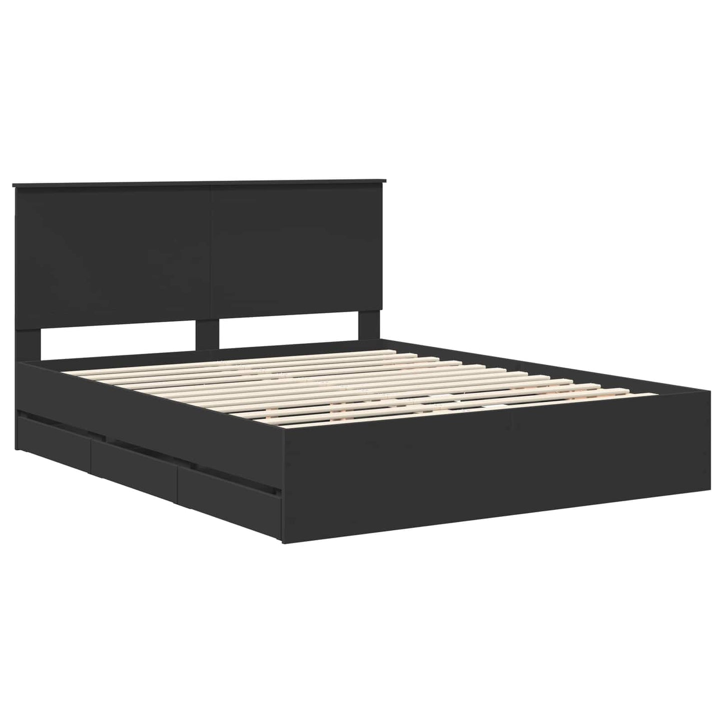 Bedframe met hoofdeinde Zwart 160 x 200 cm Ingenieurshout