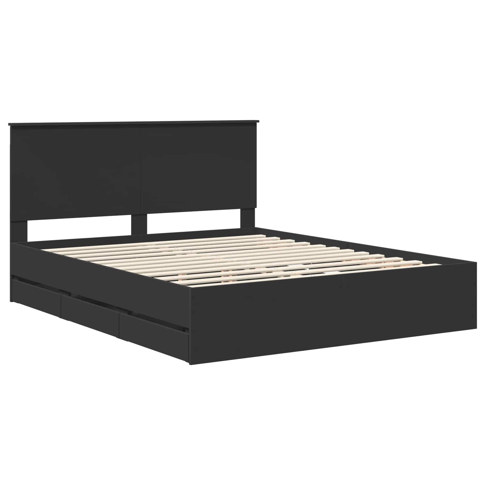 Bedframe met hoofdeinde Zwart 160 x 200 cm Ingenieurshout