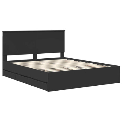 Bedframe met hoofdeinde Zwart 160 x 200 cm Ingenieurshout