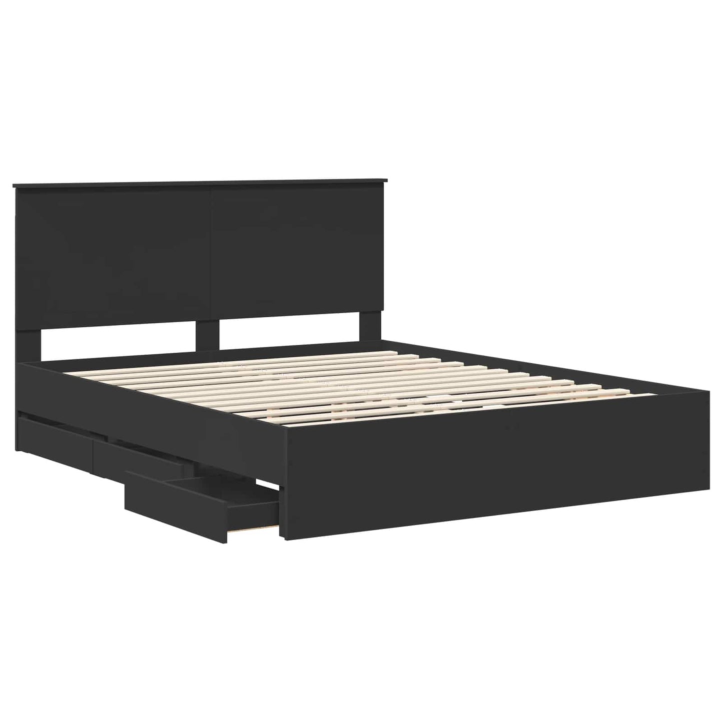 Bedframe met hoofdeinde Zwart 160 x 200 cm Ingenieurshout