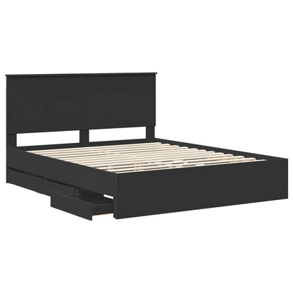 Bedframe met hoofdeinde Zwart 160 x 200 cm Ingenieurshout
