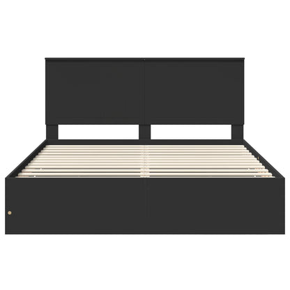 Bedframe met hoofdeinde Zwart 160 x 200 cm Ingenieurshout