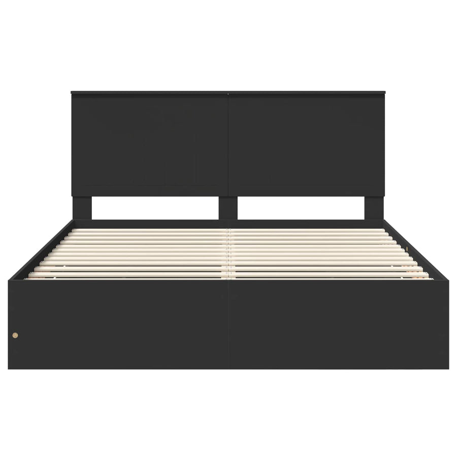 Bedframe met hoofdeinde Zwart 160 x 200 cm Ingenieurshout