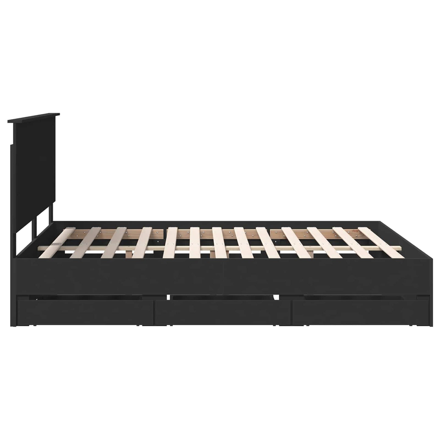 Bedframe met hoofdeinde Zwart 160 x 200 cm Ingenieurshout