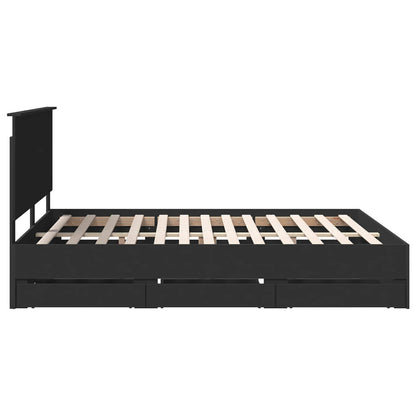 Bedframe met hoofdeinde Zwart 160 x 200 cm Ingenieurshout