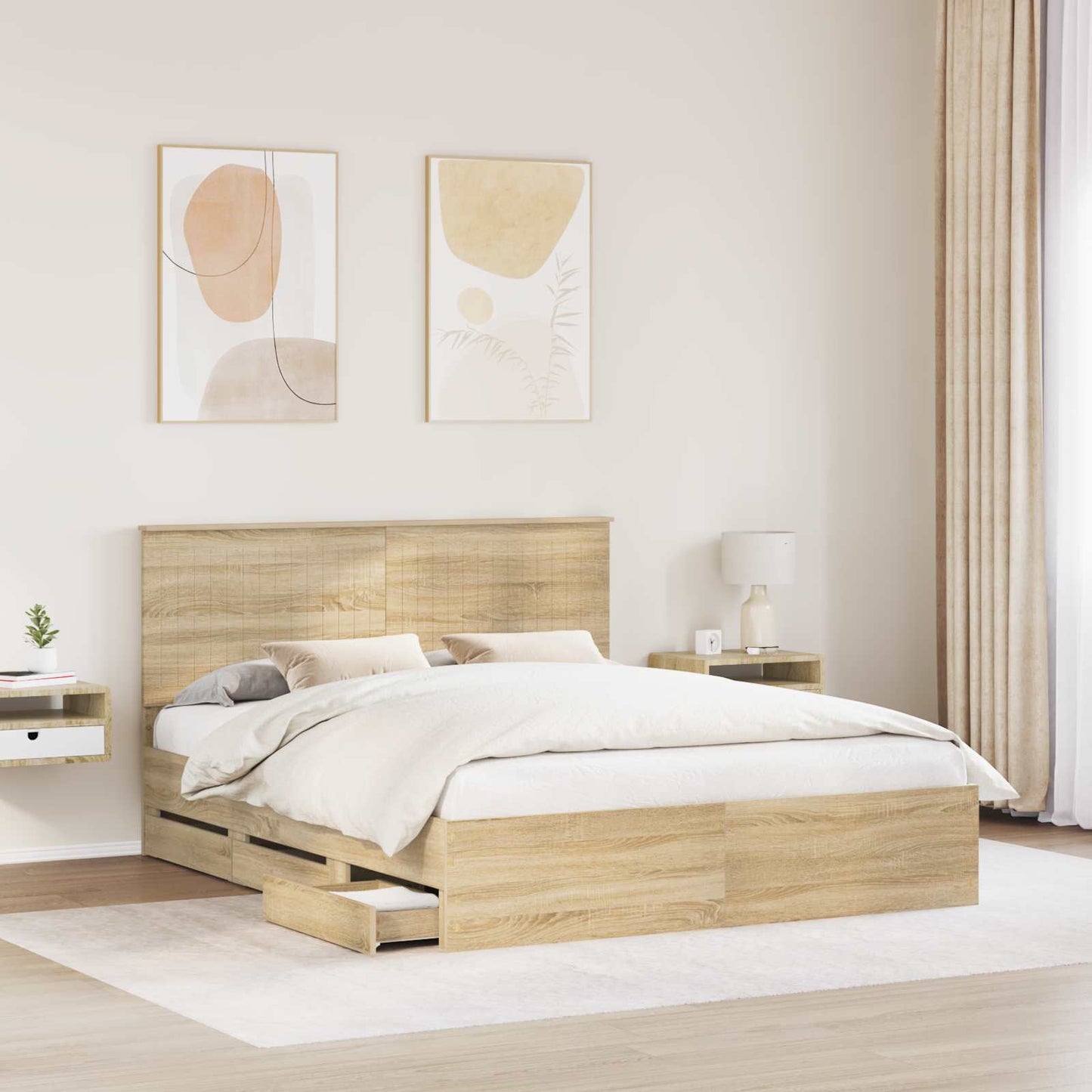 Bedframe Met Lade Ingenieurshout 160 x 200 cm Sonoma eiken