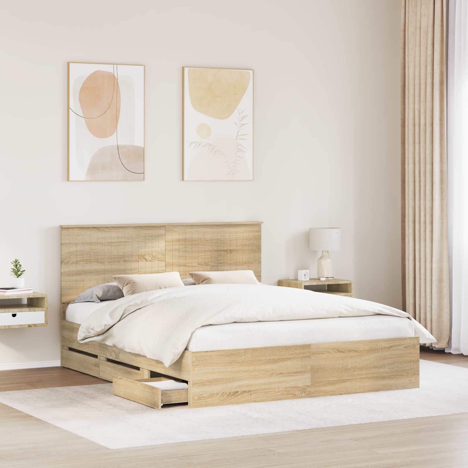 Bedframe Met Lade Ingenieurshout 160 x 200 cm Sonoma eiken