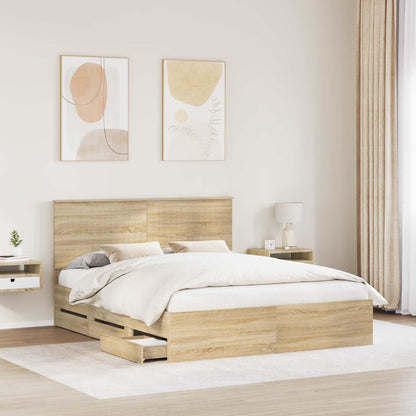 Bedframe Met Lade Ingenieurshout 160 x 200 cm Sonoma eiken