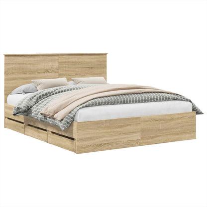 Bedframe Met Lade Ingenieurshout 160 x 200 cm Sonoma eiken