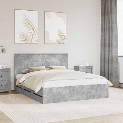 Bedframe Met Lade Beton Grijs Ingenieurshout 160 x 200 cm Betongrijs