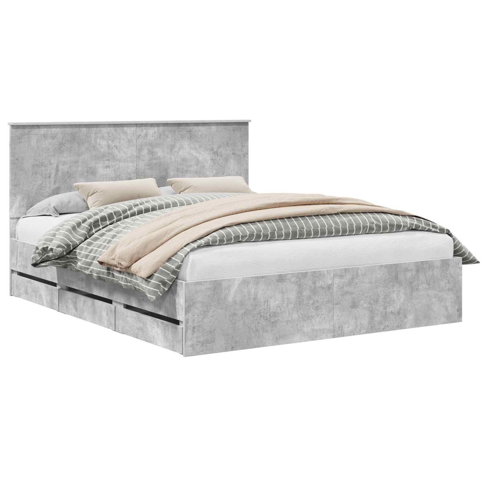 Bedframe Met Lade Beton Grijs Ingenieurshout 160 x 200 cm Betongrijs