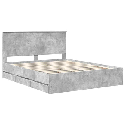 Bedframe Met Lade Beton Grijs Ingenieurshout 160 x 200 cm Betongrijs