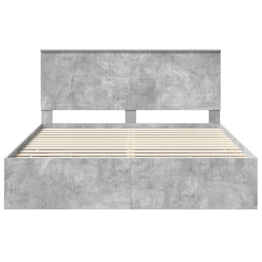 Bedframe Met Lade Beton Grijs Ingenieurshout 160 x 200 cm Betongrijs