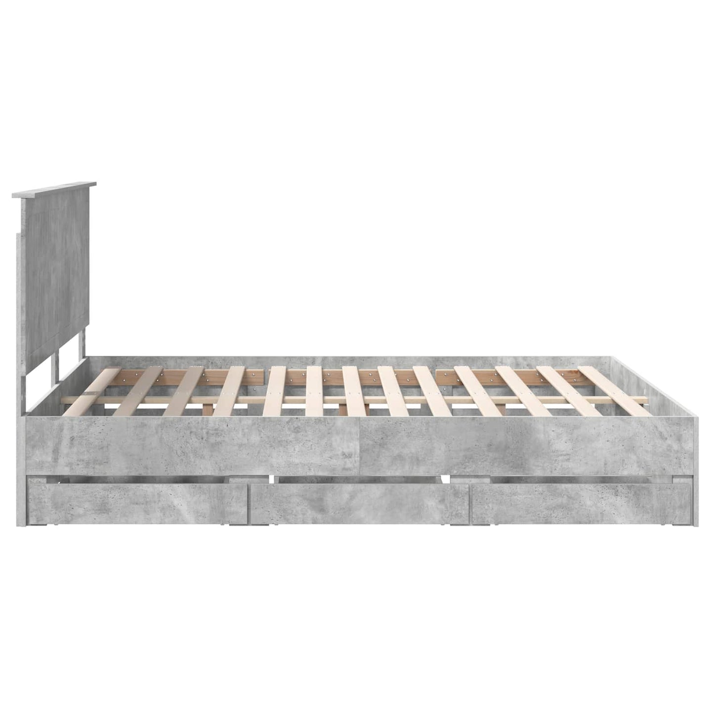 Bedframe Met Lade Beton Grijs Ingenieurshout 160 x 200 cm Betongrijs