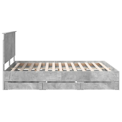 Bedframe Met Lade Beton Grijs Ingenieurshout 160 x 200 cm Betongrijs