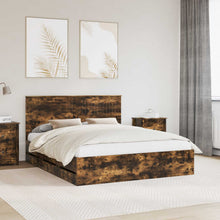 Bedframe Met Lade Ingenieurshout 160 x 200 cm Gerookt eiken