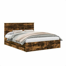 Bedframe Met Lade Ingenieurshout 160 x 200 cm Gerookt eiken
