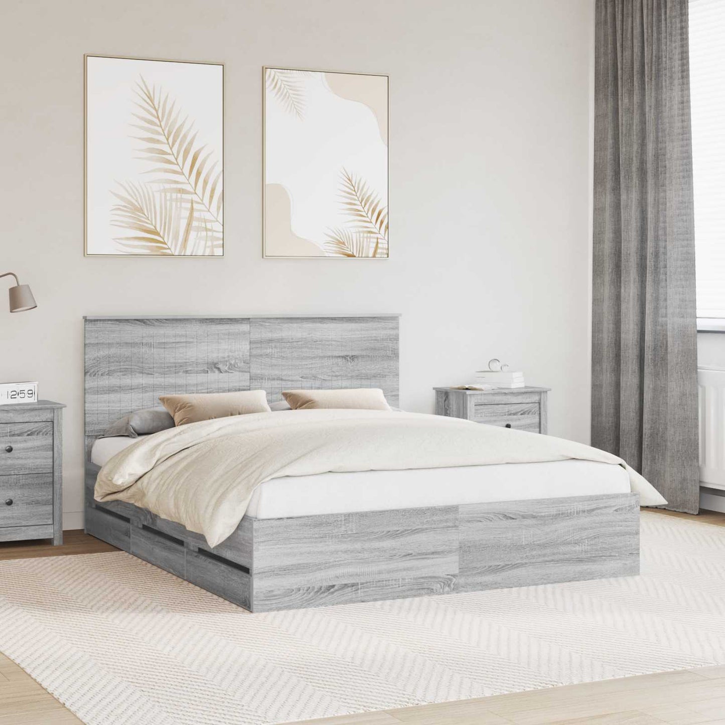 Bedframe met lade Grijs Sonoma 160 x 200 cm Ingenieurshout