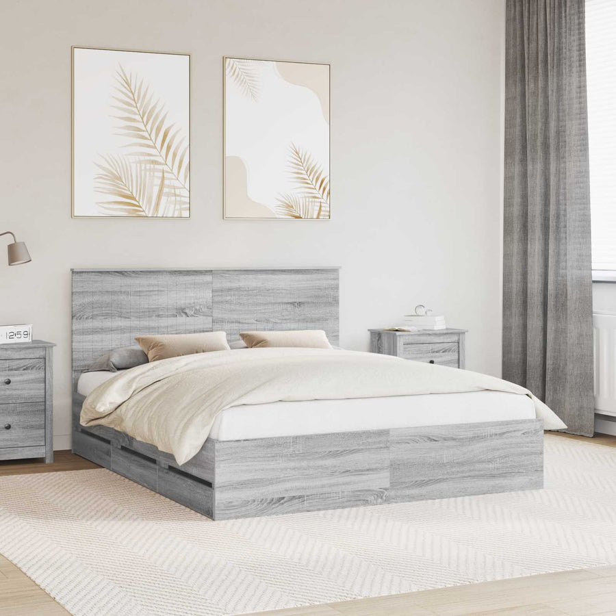 Bedframe met lade Grijs Sonoma 160 x 200 cm Ingenieurshout