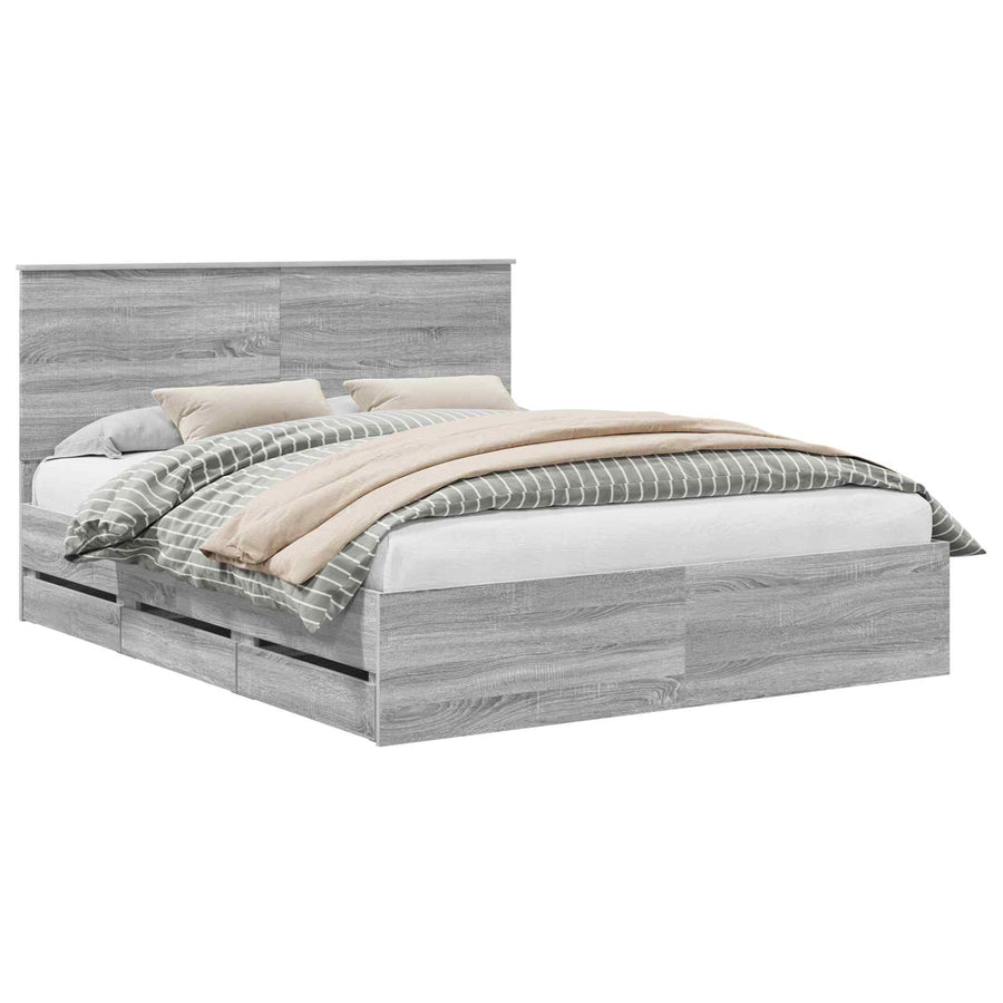 Bedframe met lade Grijs Sonoma 160 x 200 cm Ingenieurshout