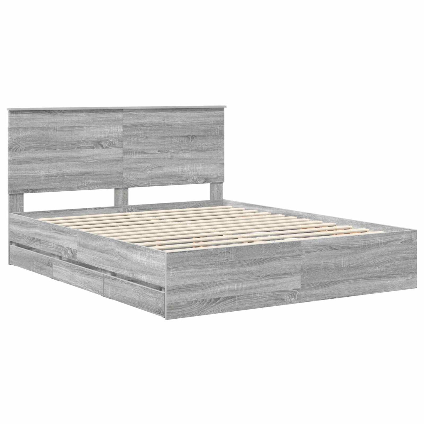 Bedframe met lade Grijs Sonoma 160 x 200 cm Ingenieurshout