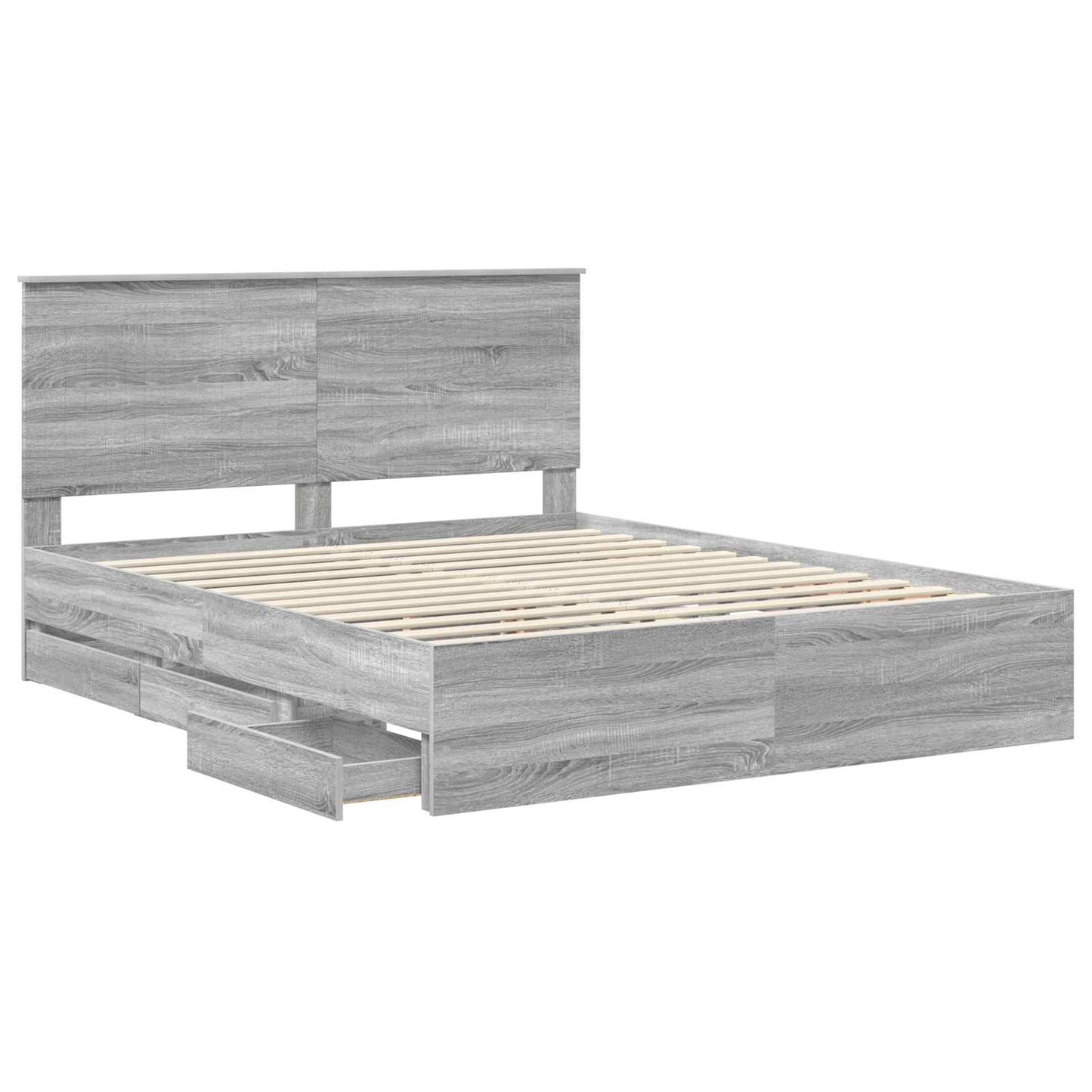 Bedframe met lade Grijs Sonoma 160 x 200 cm Ingenieurshout