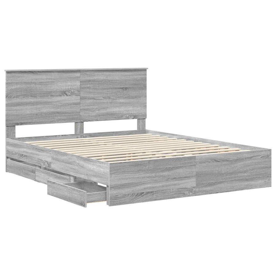Bedframe met lade Grijs Sonoma 160 x 200 cm Ingenieurshout