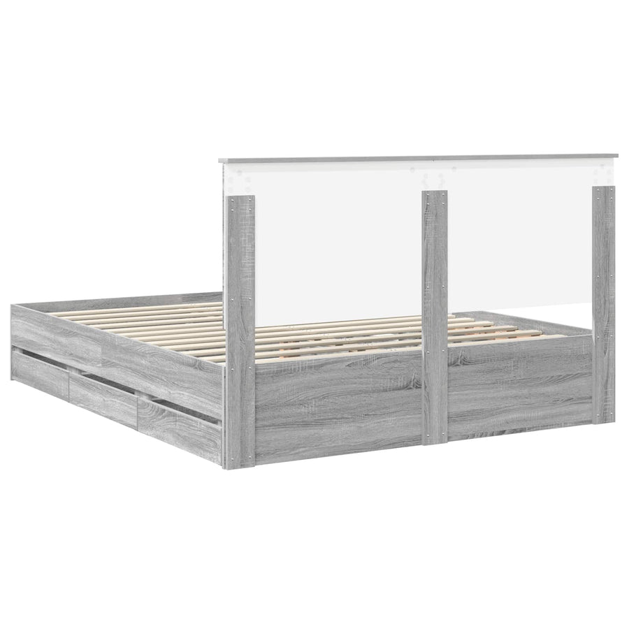 Bedframe met lade Grijs Sonoma 160 x 200 cm Ingenieurshout